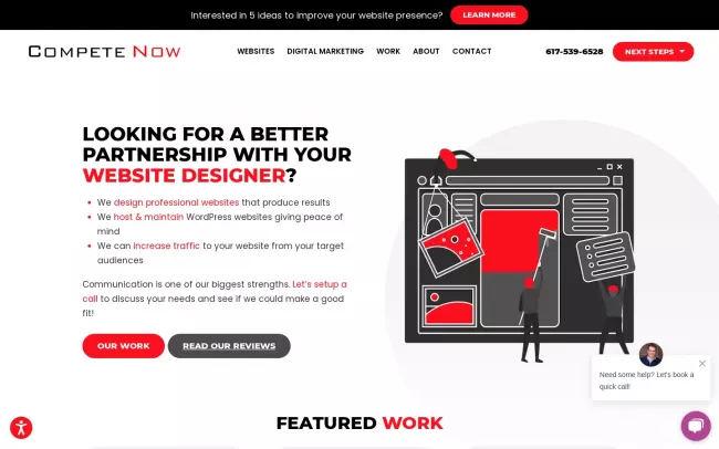 Screenshot of the Compete Now Web Design Website