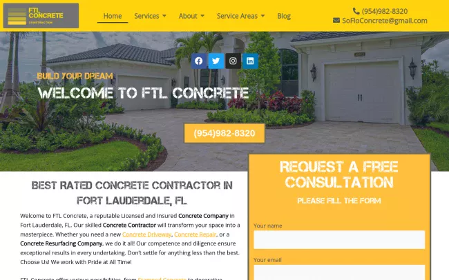 Screenshot of the Concrete Contractor Fort Lauderdale Website