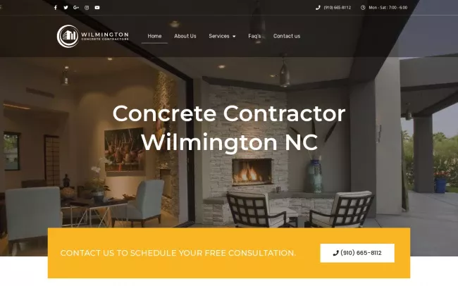 Screenshot of the Concrete Contractors Wilmington Website