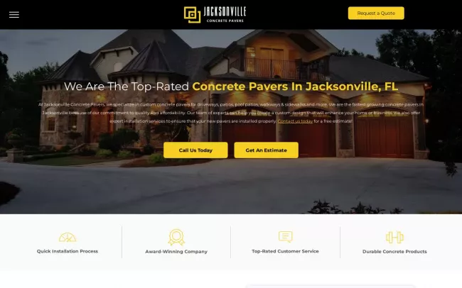 Screenshot of the Jacksonville Concrete Pavers Website