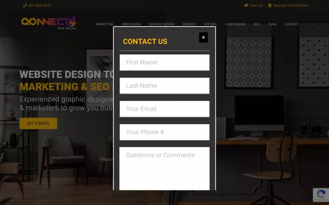 Screenshot of the Connect 4 Web Design Website