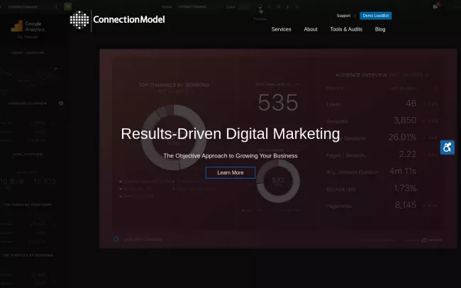 Screenshot of the Connection Model Website