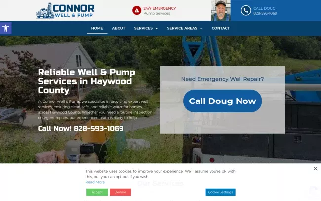 Screenshot of the Connor Well & Pump Website