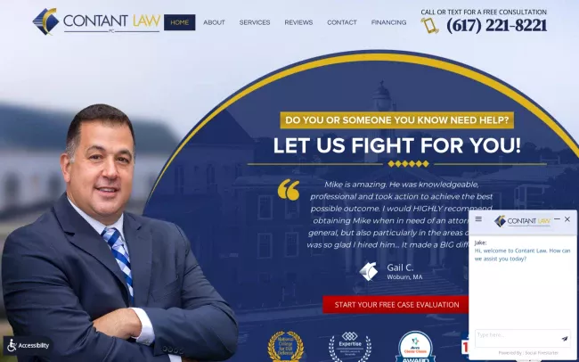 Screenshot of the Contant Law, P.C. Website