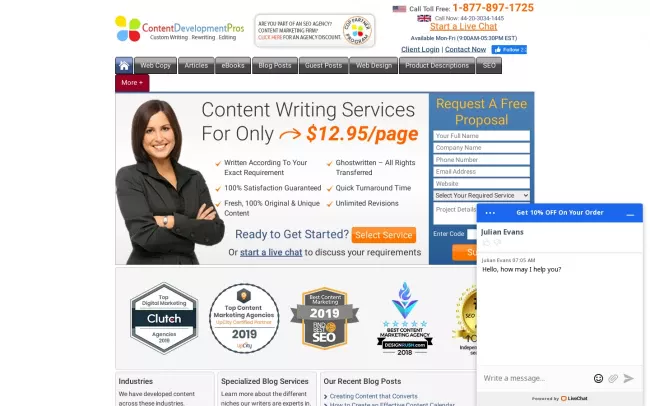 Screenshot of the ContentDevelopmentPros Website