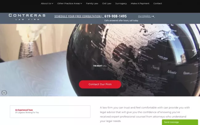 Screenshot of the Contreras Law Firm Website