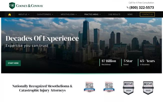 Screenshot of the Cooney & Conway Website