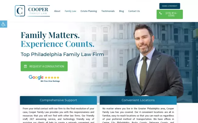 Screenshot of the Cooper Family Law, LLC - Top Divorce Lawyer Website