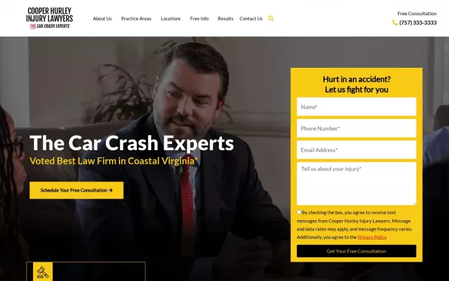 Screenshot of the Cooper Hurley Injury Lawyers Website