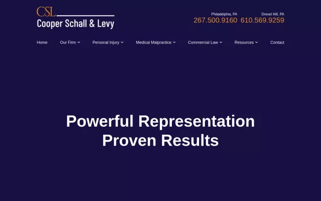 Screenshot of the Cooper Schall and Levy Website