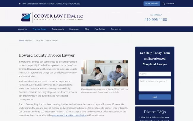 Screenshot of the Coover Law Firm, LLC Website