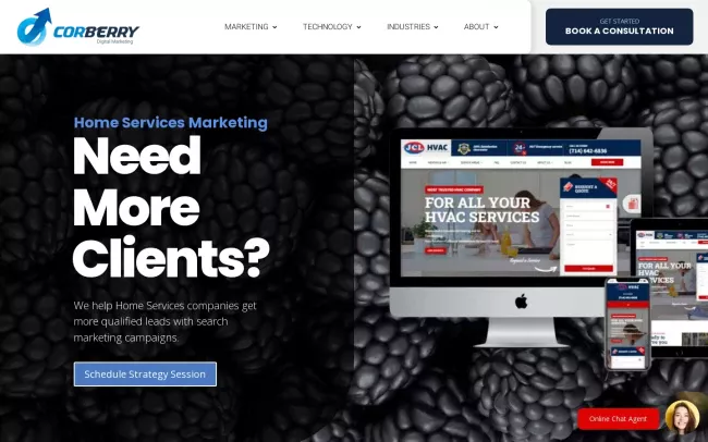 Screenshot of the Corberry Digital LLC Website