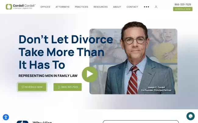 Screenshot of the Cordell & Cordell - Divorce Attorney Office Website