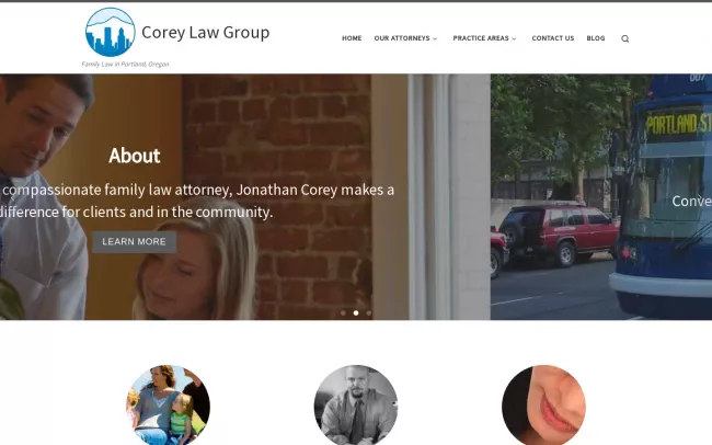 Screenshot of the Corey Law Group Website