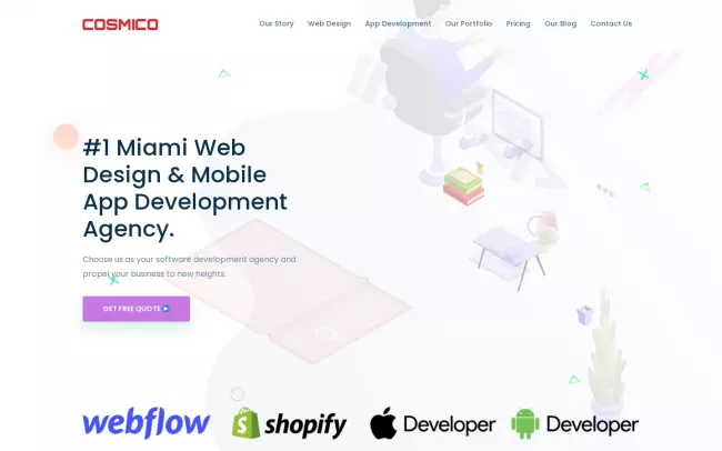 Screenshot of the Cosmico Studios Website