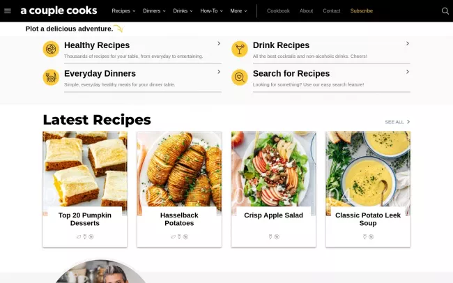 Screenshot of the A Couple Cooks Blog