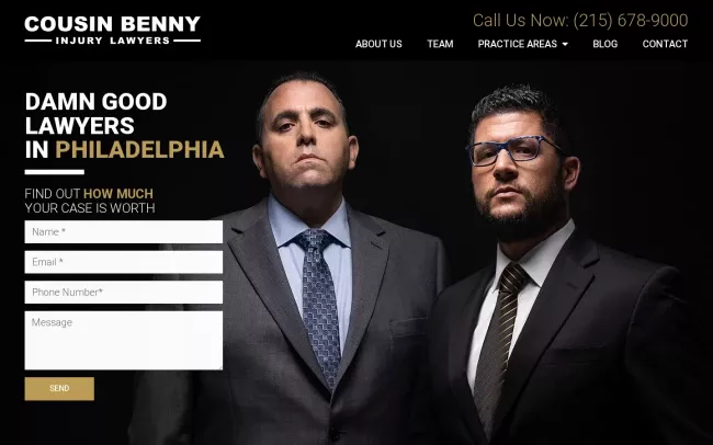 Screenshot of the Cousin Benny Injury Lawyers Website