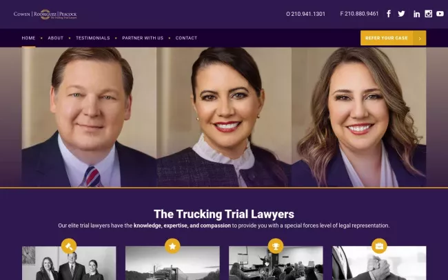 Screenshot of the Cowen Rodriguez Peacock Website