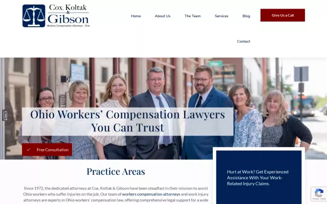 Screenshot of the Cox, Koltak & Gibson Website