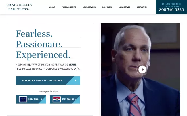 Screenshot of the Craig, Kelley & Faultless LLC Website