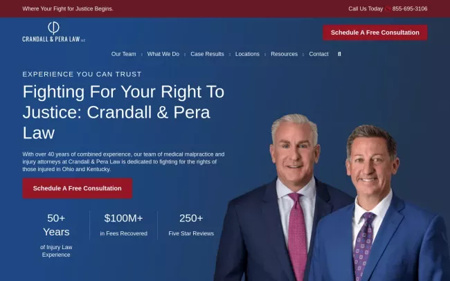 Screenshot of the Crandall & Pera Law, LLC Website