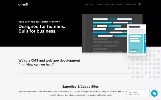 Screenshot of the cre8 Website