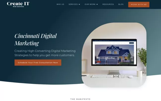 Screenshot of the Create IT Web Designs Website