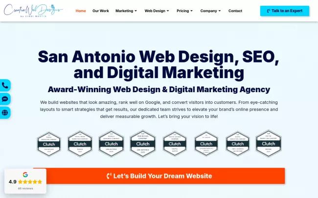 Screenshot of the Creative Web Designs, LLC Website