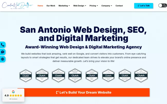 Screenshot of the Creative Web Designs, LLC Website