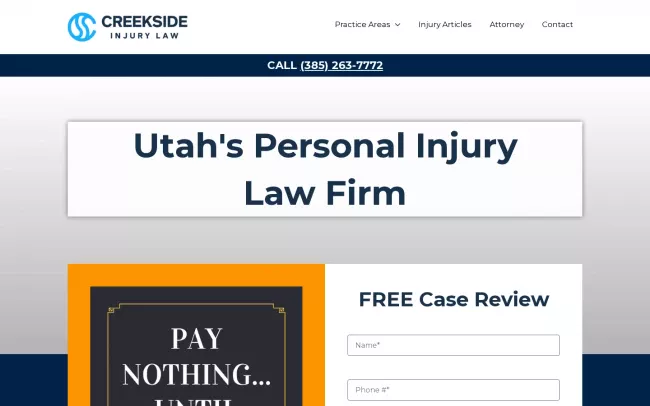 Screenshot of the Creekside Injury Law Website