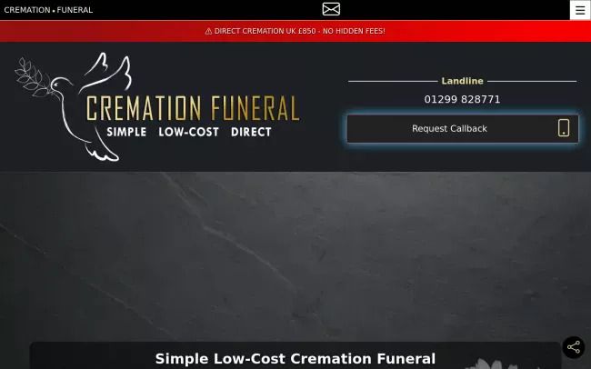 Screenshot of the Cremation Funeral Website