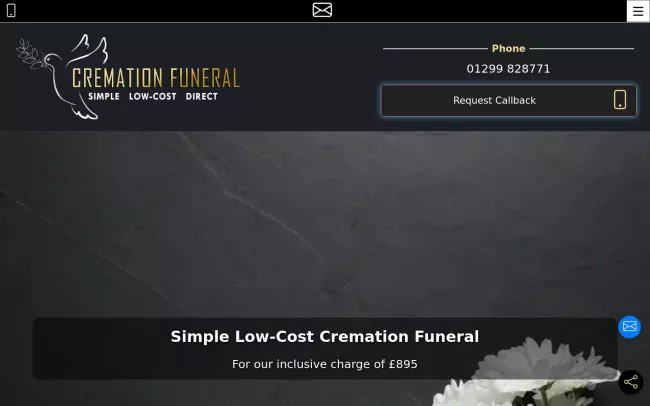 Screenshot of the Cremation Funeral Website