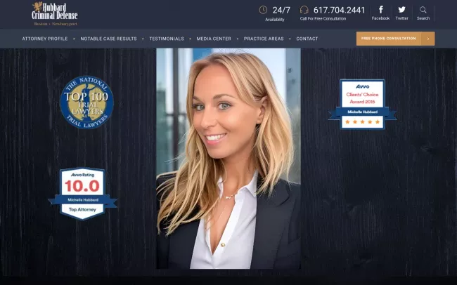 Screenshot of the Criminal Defense Attorney Michelle L. Hubbard Website