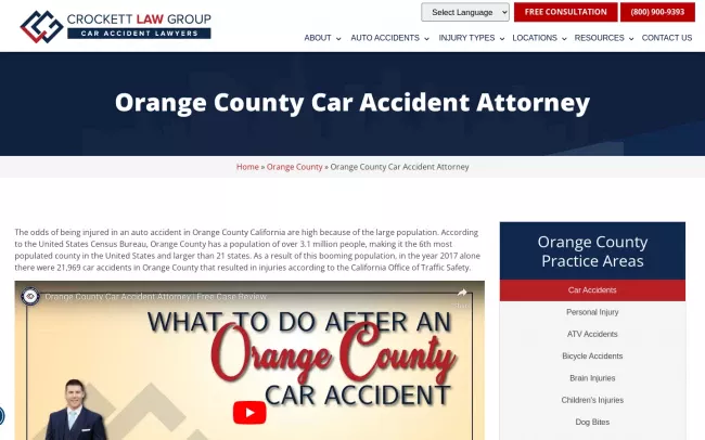 Screenshot of the Text Kevin Accident Attorneys Website