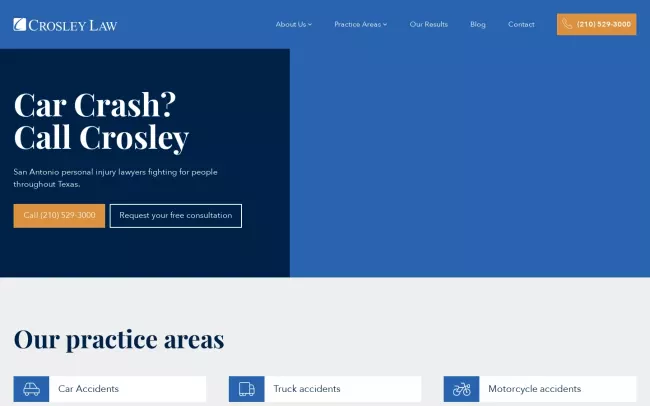 Screenshot of the Crosley Law Website