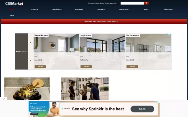 Screenshot of the CSIMarket Website