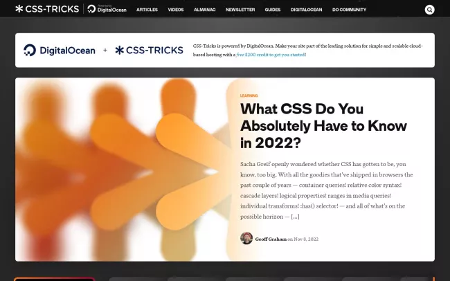 Screenshot of the CSS Tricks Blog