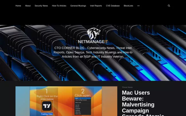 Screenshot of the NetmanageIT CTO Corner Blog