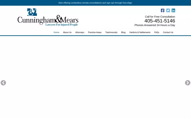 Screenshot of the Cunningham & Mears Website