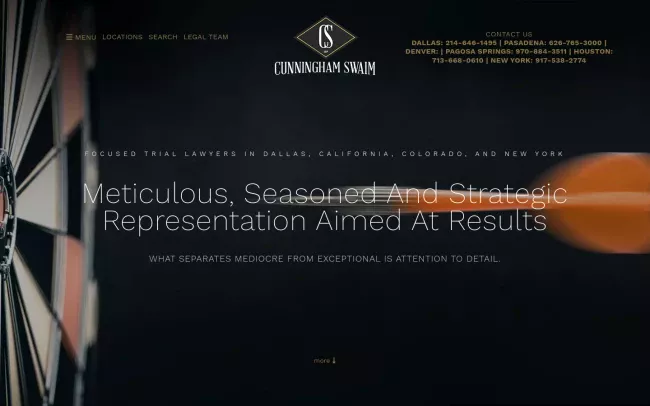 Screenshot of the Cunningham Swaim, LLP Website