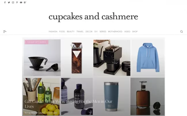 Screenshot of the Cupcakes and Cashmere Blog