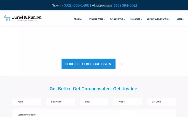 Screenshot of the Runion Personal Injury Lawyers Website
