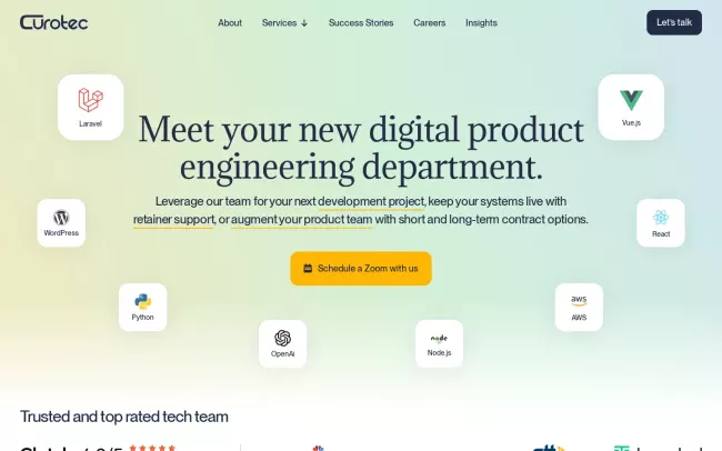 Screenshot of the Curotec Website