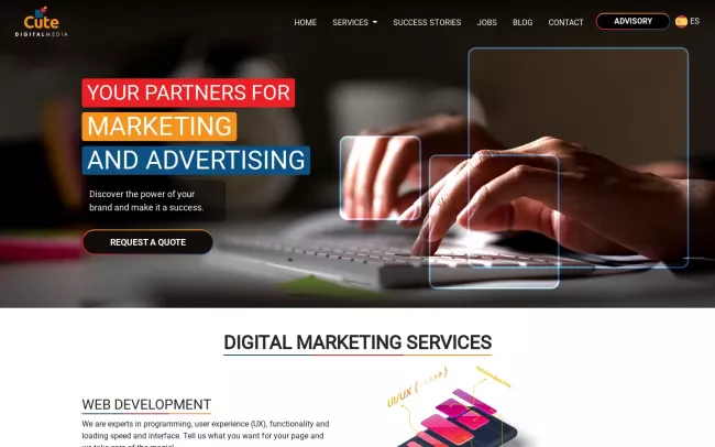 Screenshot of the Cute Digital Media Website