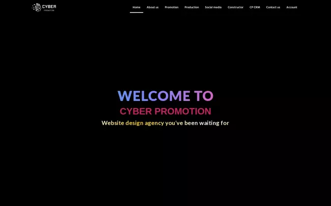 Screenshot of the Cyber Promotion Website