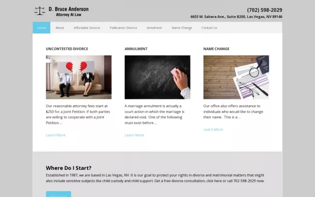 Screenshot of the D. Bruce Anderson Website