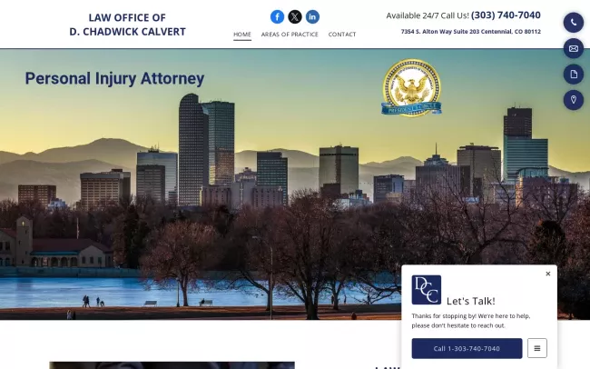 Screenshot of the D Chadwick Calvert Law Website
