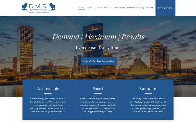 Screenshot of the D.M.R. Law Offices Website