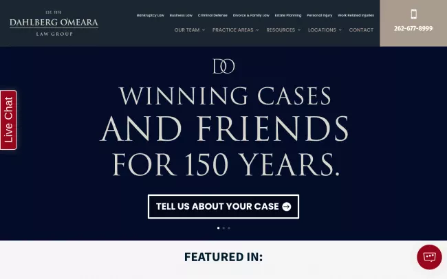Screenshot of the Dahlberg O'Meara Law Group Website