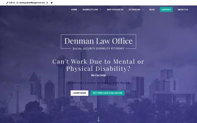 Screenshot of the Dallas Disability Lawyer Website